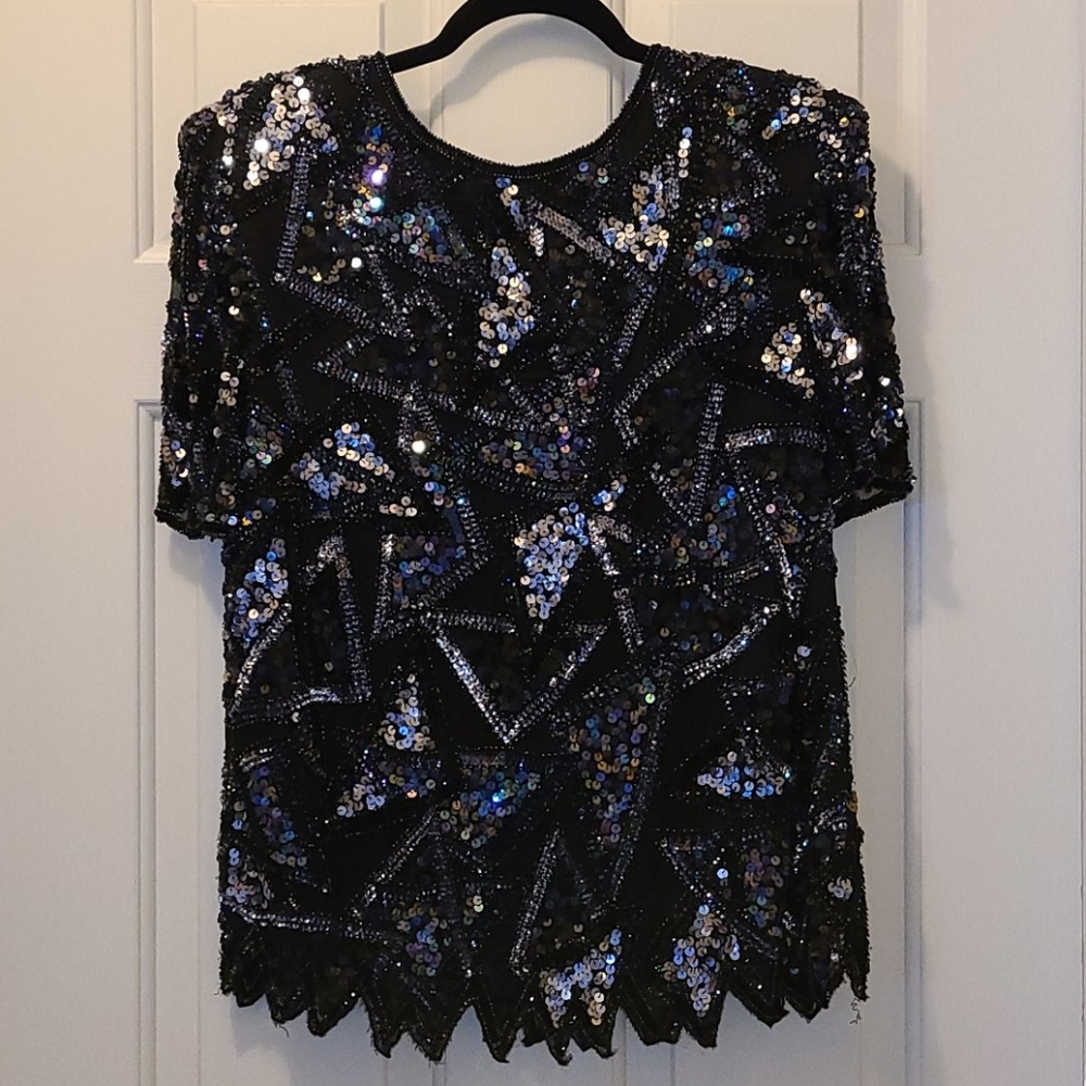 Styleworks Vintage Sequin Beaded Top Size Large
